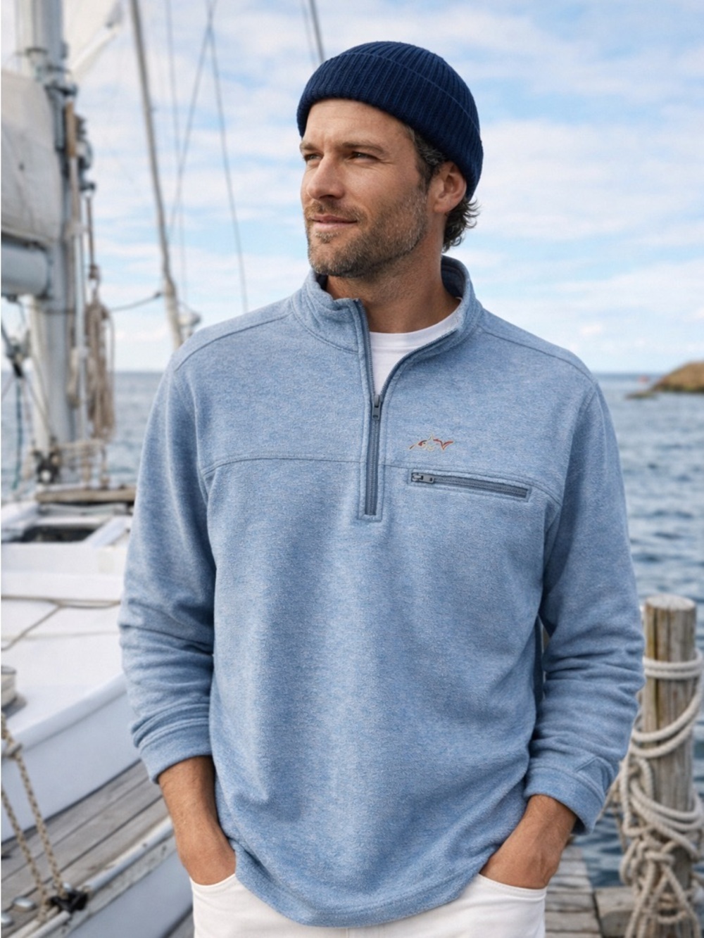 Greg Norman Collection Light Blue Quarter-Zip Pullover